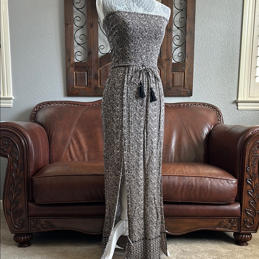 Bila Strapless Black and Tan Dress